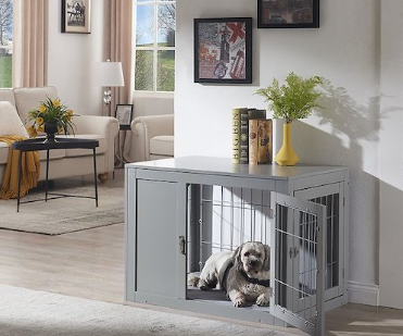 Dog crate in the living room