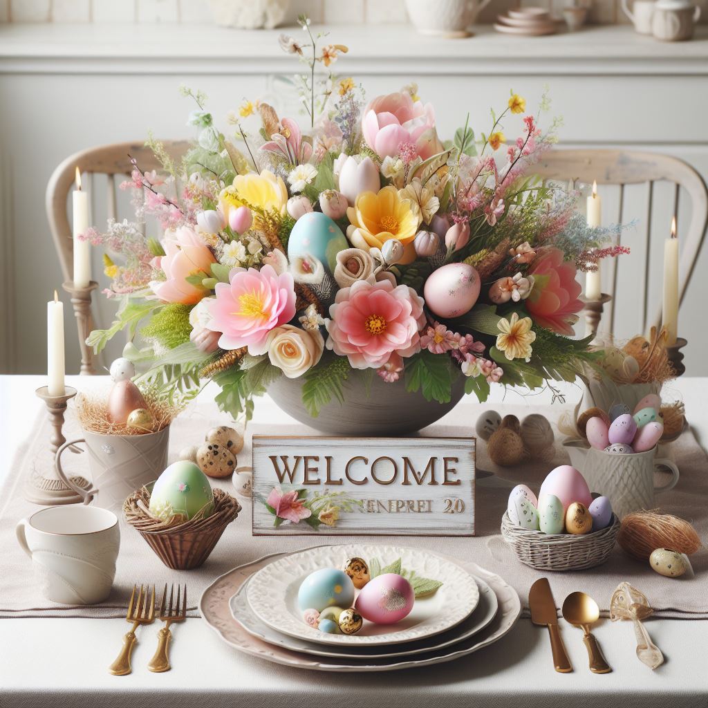 A Tabletop Welcome with a Spring Centerpiece