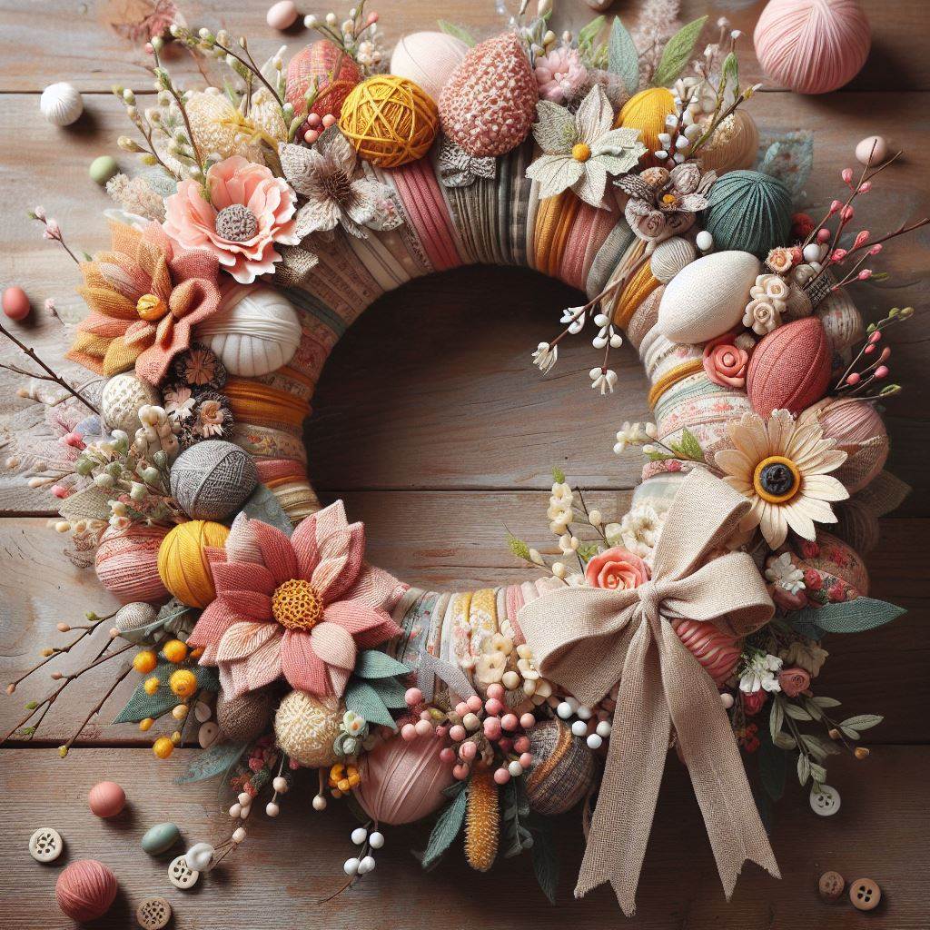 Textured Spring Wreath with Fabric Scraps