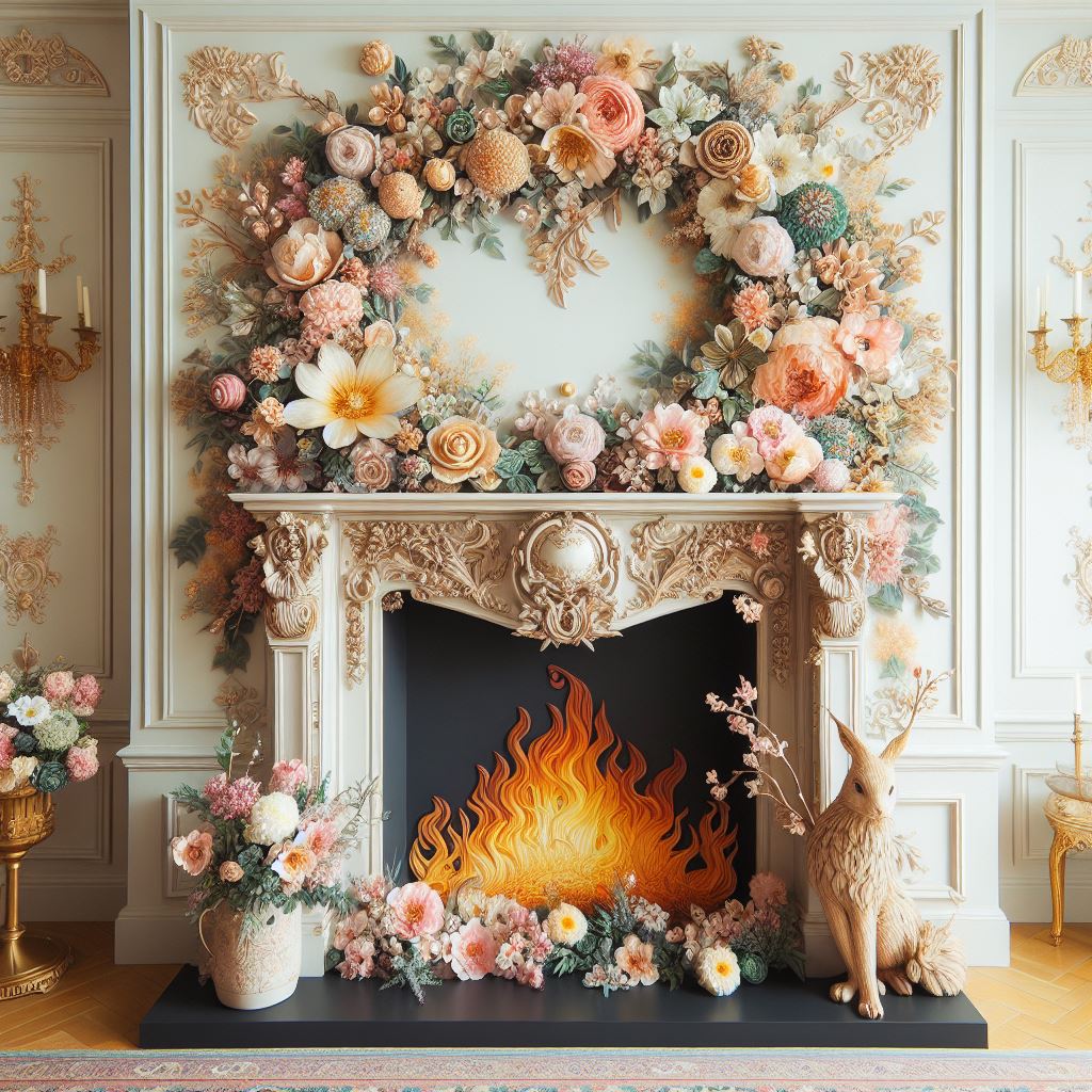 Spring Fireplace Decor