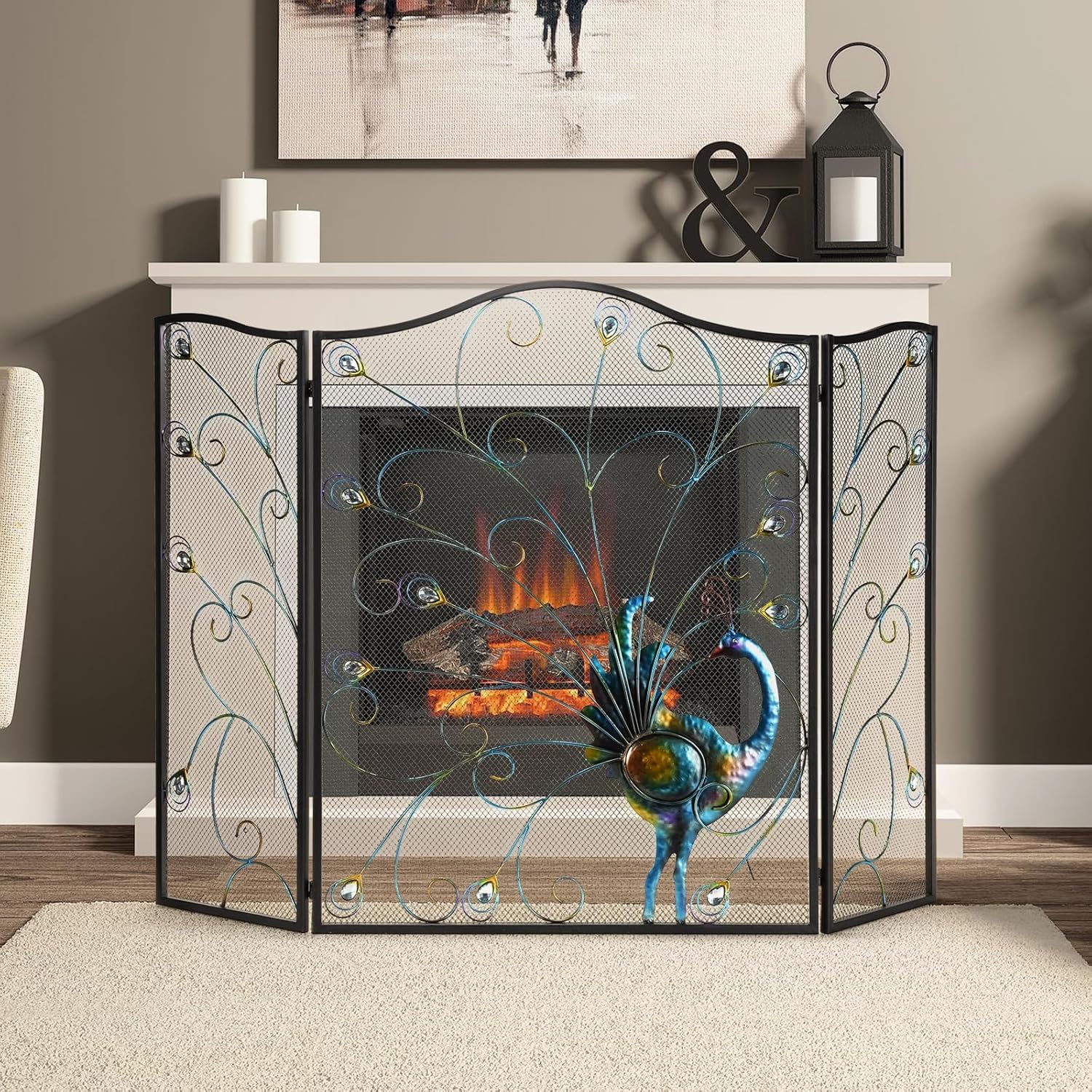 Peacock Fireplace Screen Ideas