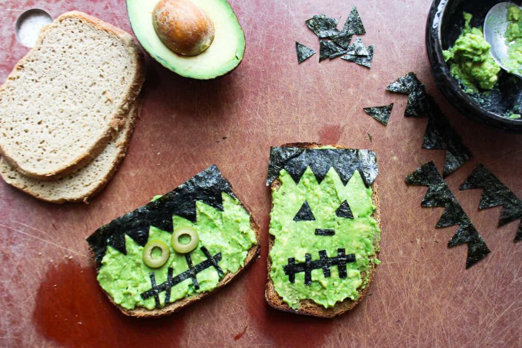 Halloween Breakfast Frankenstein Avocado Toast
