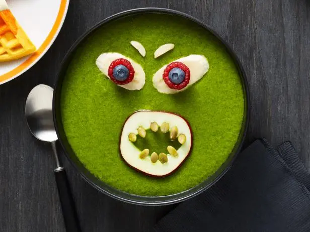 Halloween Breakfast Green Monster Smoothie Bowls