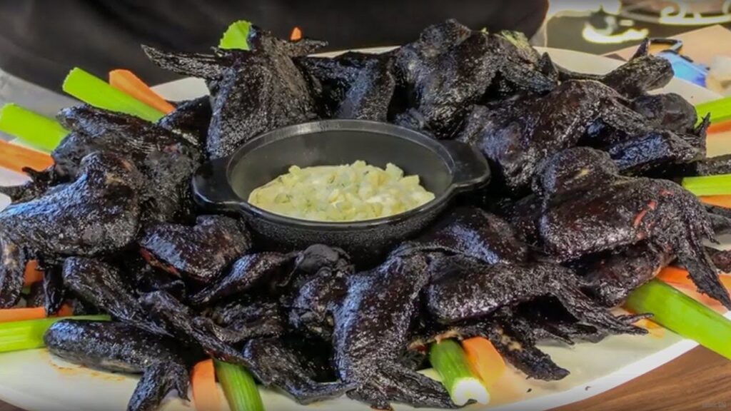 Halloween Dinner with Bat Wings (Sticky BBQ Chicken)