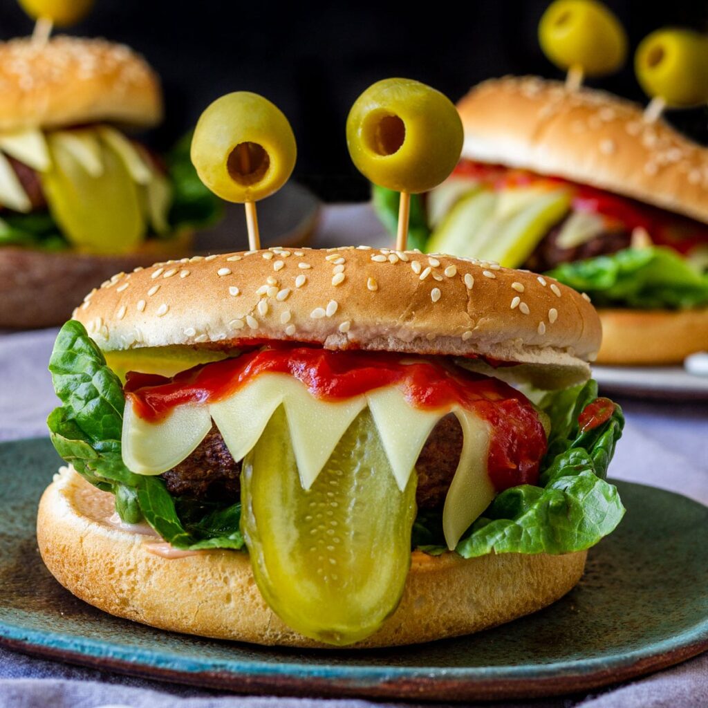 Halloween Dinner with Monster Burgers