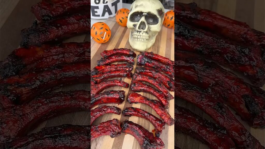 Halloween Dinner with Skeleton Ribs