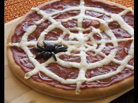 Halloween Dinner with Spider Web Pizza