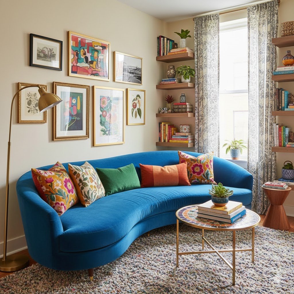 How to Style a Curved Sofa in Your Tiny Living Room on a Real-World Budget