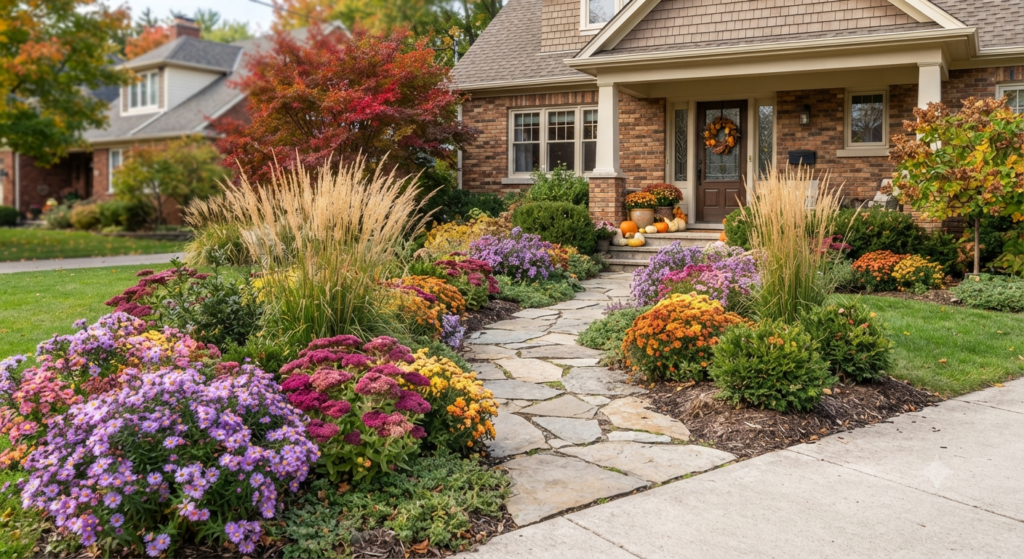 Low-Maintenance Front Yard Fall Landscaping Ideas