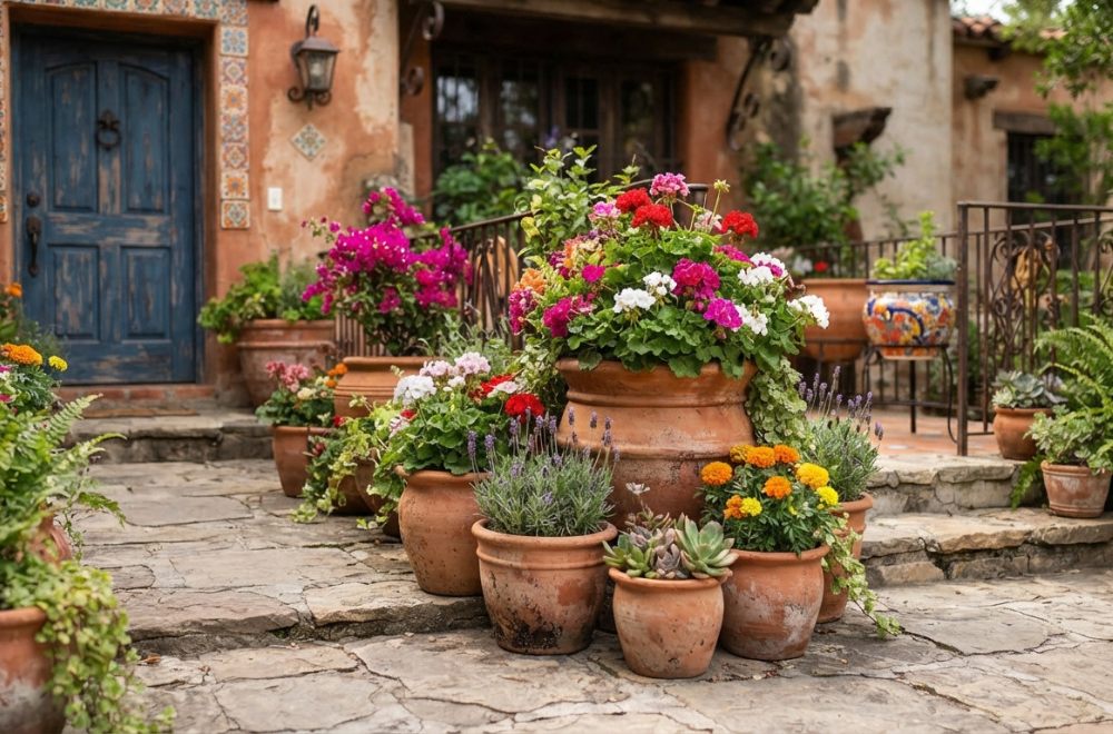 Colorful Authentic Mexican Flower Pot Ideas for Curb Appeal
