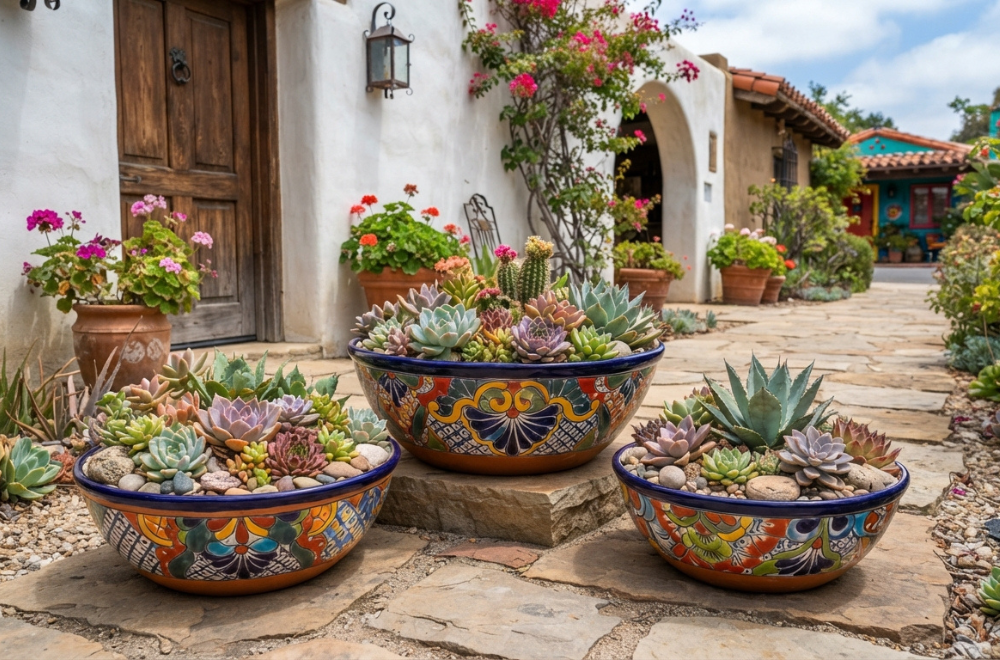 Colorful Authentic Mexican Flower Pot Ideas for Curb Appeal