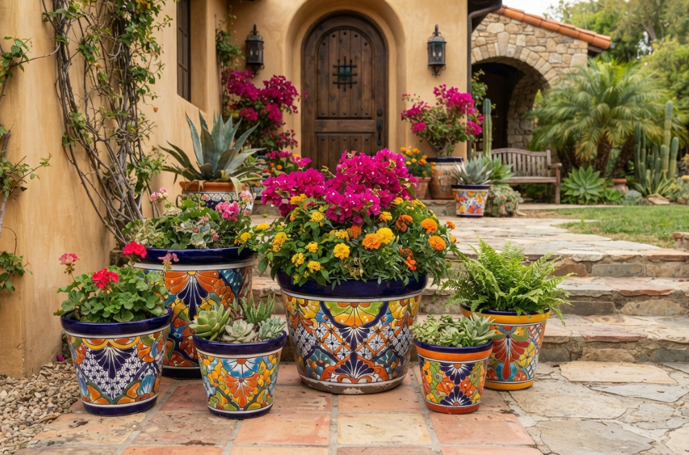 Colorful Authentic Mexican Flower Pot Ideas for Curb Appeal