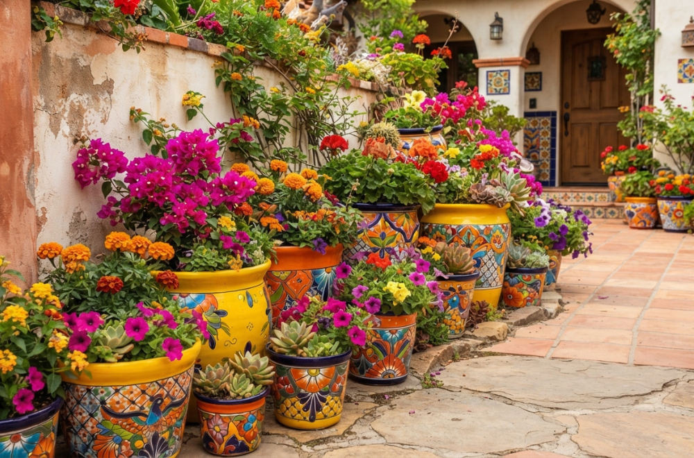 Colorful Authentic Mexican Flower Pot Ideas for Curb Appeal