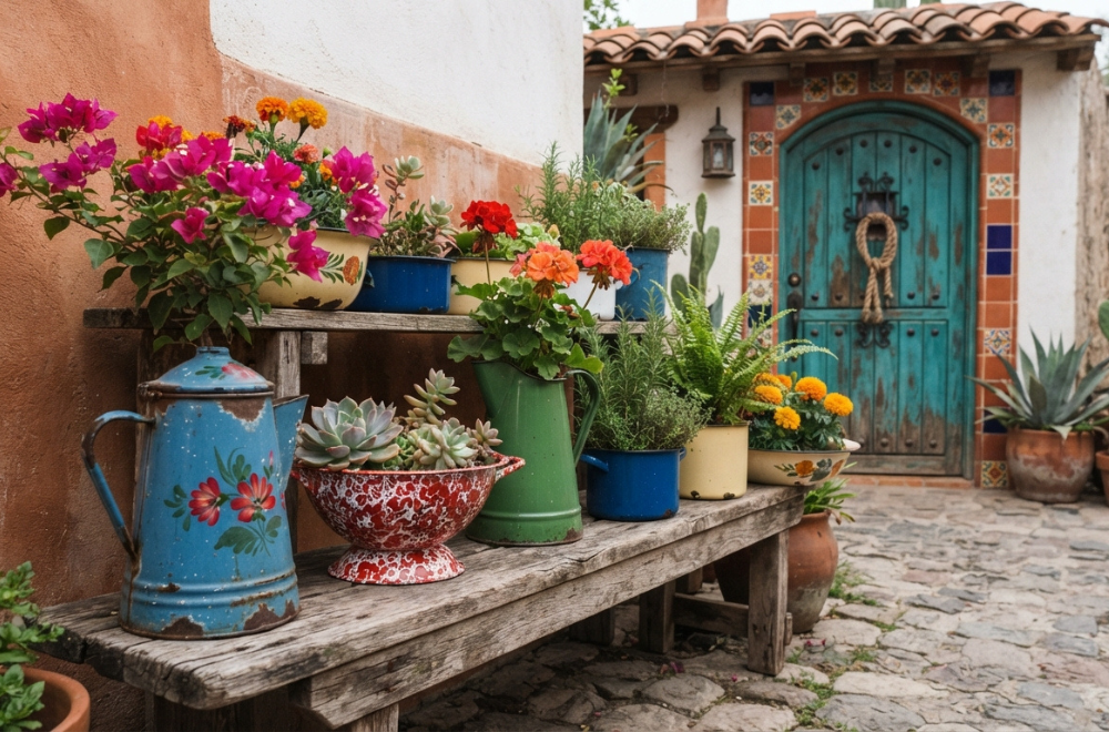 Colorful Authentic Mexican Flower Pot Ideas for Curb Appeal