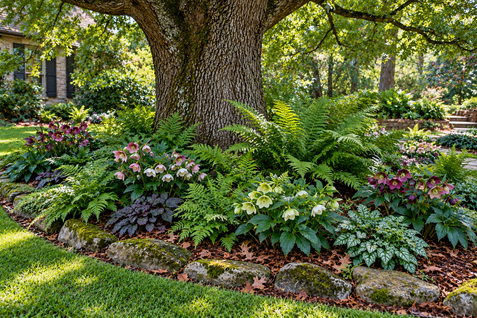 Beautiful Landscaping Ideas Around an Oak Tree