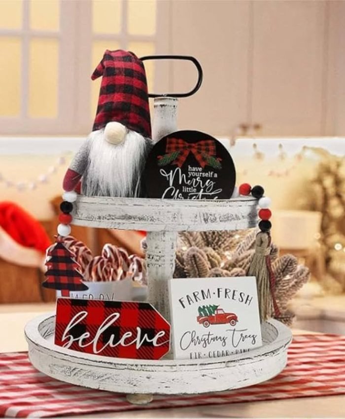 Christmas Tiered Tray Decor Ideas