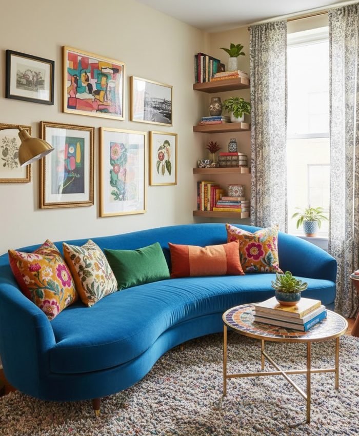 How to Style a Curved Sofa in Your Tiny Living Room on a Real-World Budget